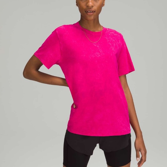 ❤️ Lululemon All Yours Boyfriend Tee Pink Cloud Wash Size 4 NWT - Picture 9 of 9